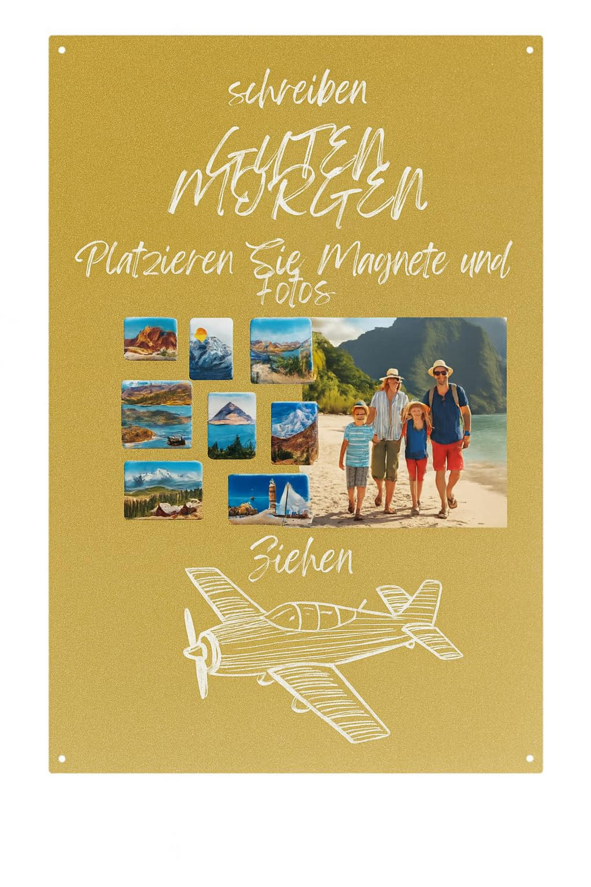 MAGNETTAFEL Klein & Groß Gold 80x80 cm - Magnetisches Stahlboard für Magnete, Fotos und Notizen, Beschreibbar - Goldfarben, Metall (80/80/0.7cm) - ANWICAR
