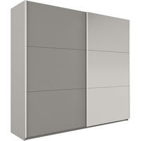 SCHWEBETÜRENSCHRANK IVERN 225/215/65 cm 2-türig mit Spiegel Grau - Grau, Holzwerkstoff (225/215/65cm) - MASSENO