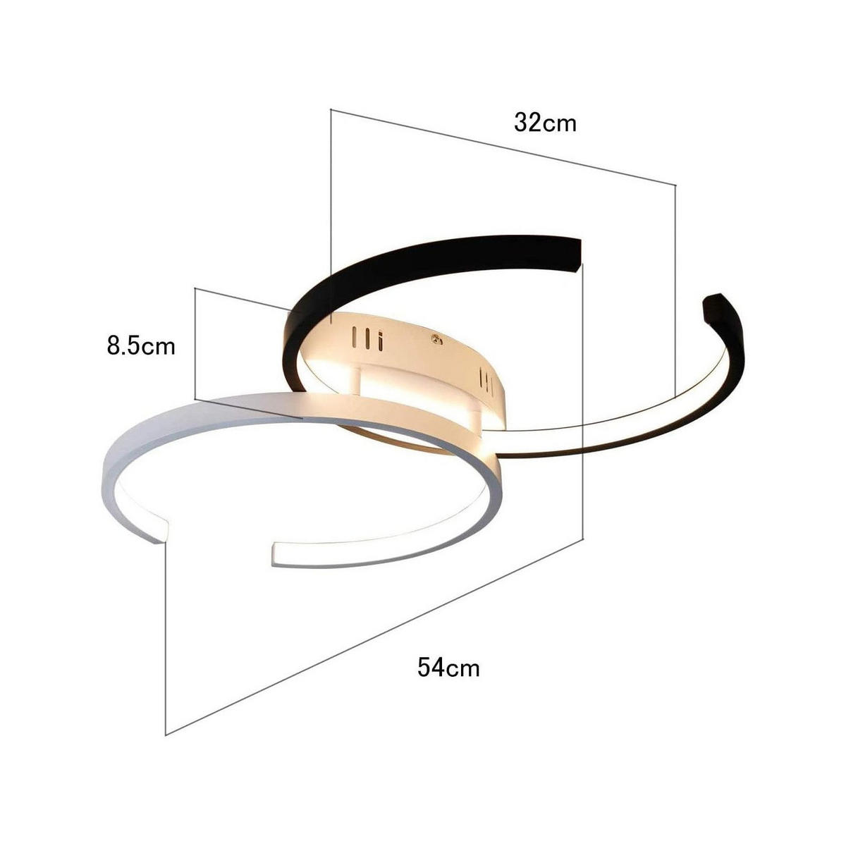 LED-DECKENLEUCHTE Dagmar 54/32/8.5 cm - Schwarz/Weiß, Metall (54/32/8.5cm) - Nettlife