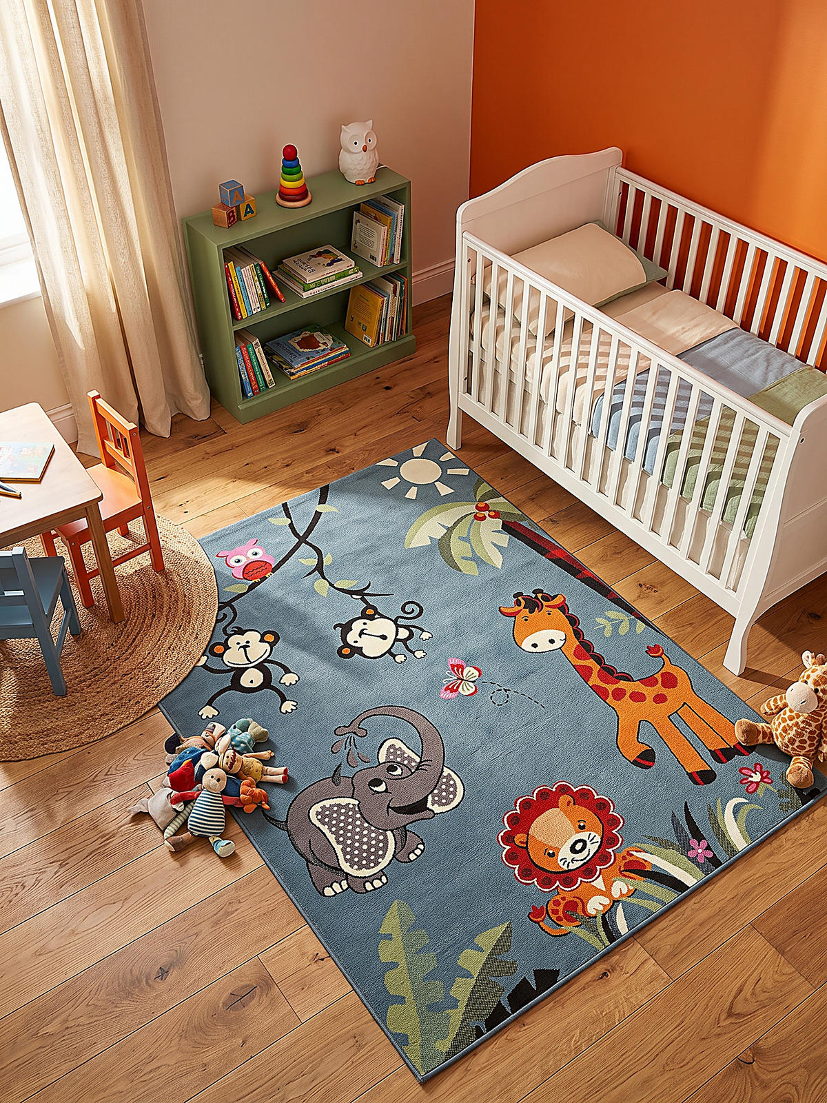 SPIELTEPPICH CASOLA Dschungel-Tiere Polypropylen Blau 120 x 170 cm - Blau, Textil (120/170cm) - KADIMA DESIGN
