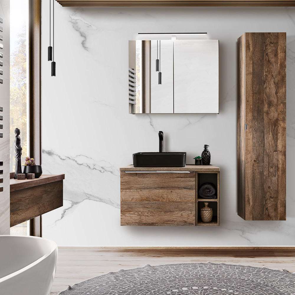 BADMÖBEL-SET 7-TLG. Puebla-56 - Braun, Holzwerkstoff (135/200/46cm) - Lomado