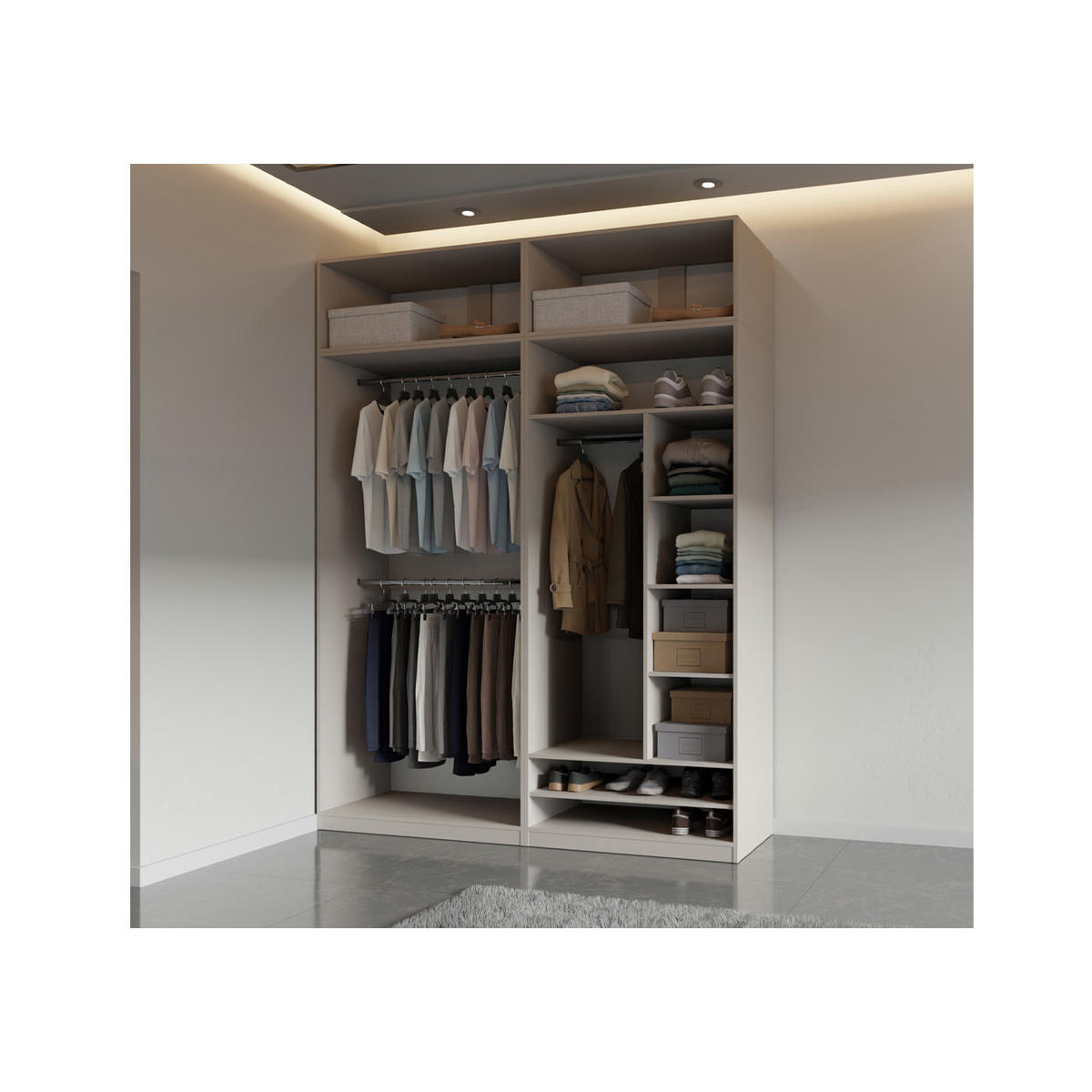 KLEIDERSCHRANK OFFEN TRES 01 CASHMERE 100/206/51 cm - Kaschmir, Holzwerkstoff (100/206/51cm) - Marmex Möbel