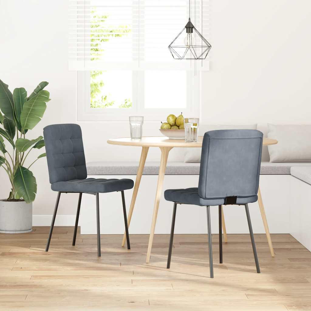 ESSZIMMERSTÜHLE 2 Stk. Dunkelgrau Samt 45*54*83cm - Dunkelgrau, Metall (45/83/54cm) - ZMH