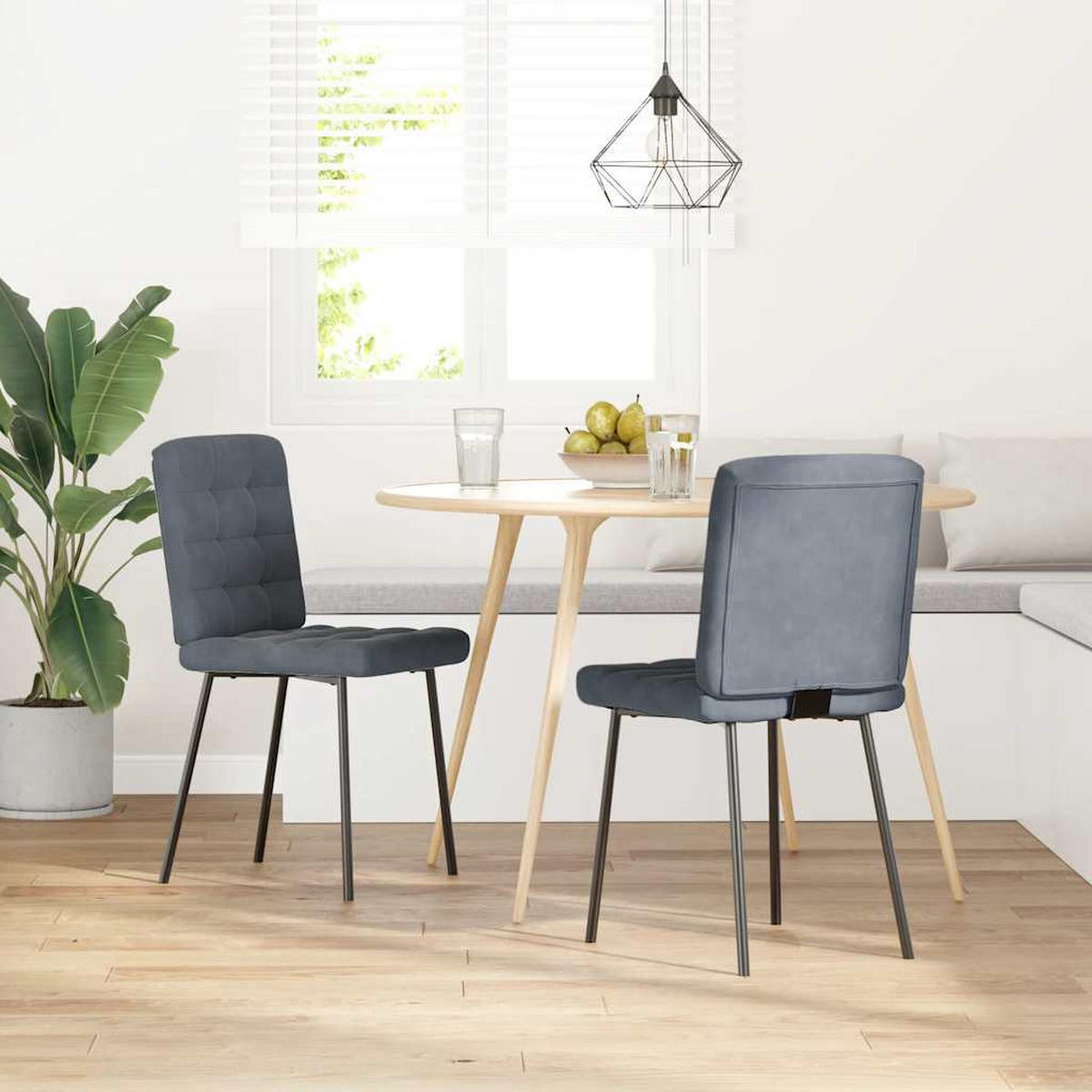 ESSZIMMERSTÜHLE 2 Stk. Dunkelgrau Samt 45*54*83cm - Dunkelgrau, Metall (45/83/54cm) - ZMH