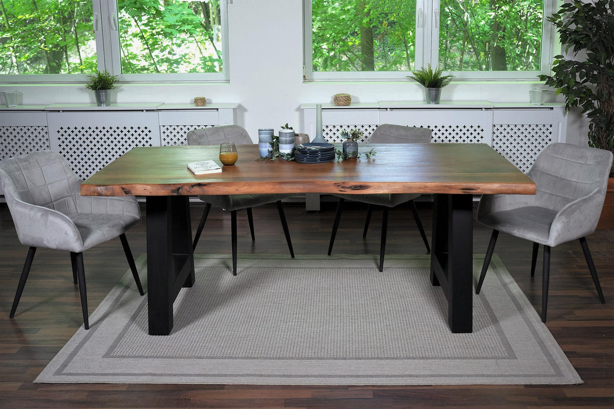 ESSTISCH CALI - Schwarz/Braun, Holz/Metall (100/200/77cm) - SAM