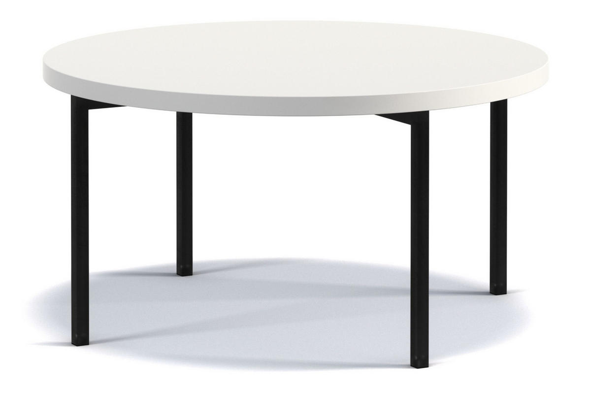 COUCHTISCH GERIS mit Metallfüßen, Spanplatte, weiß - Weiß Hochglanz/Schwarz, Holz/Metall (80/80/45cm) - KONSIMO®