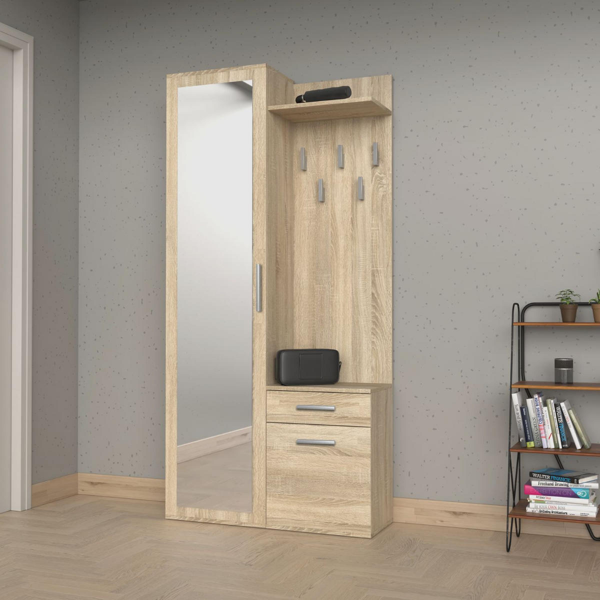GARDEROBENSET Gustav (3-teilig) - Eichefarben, Holzwerkstoff (50/180/35cm) - kommodly