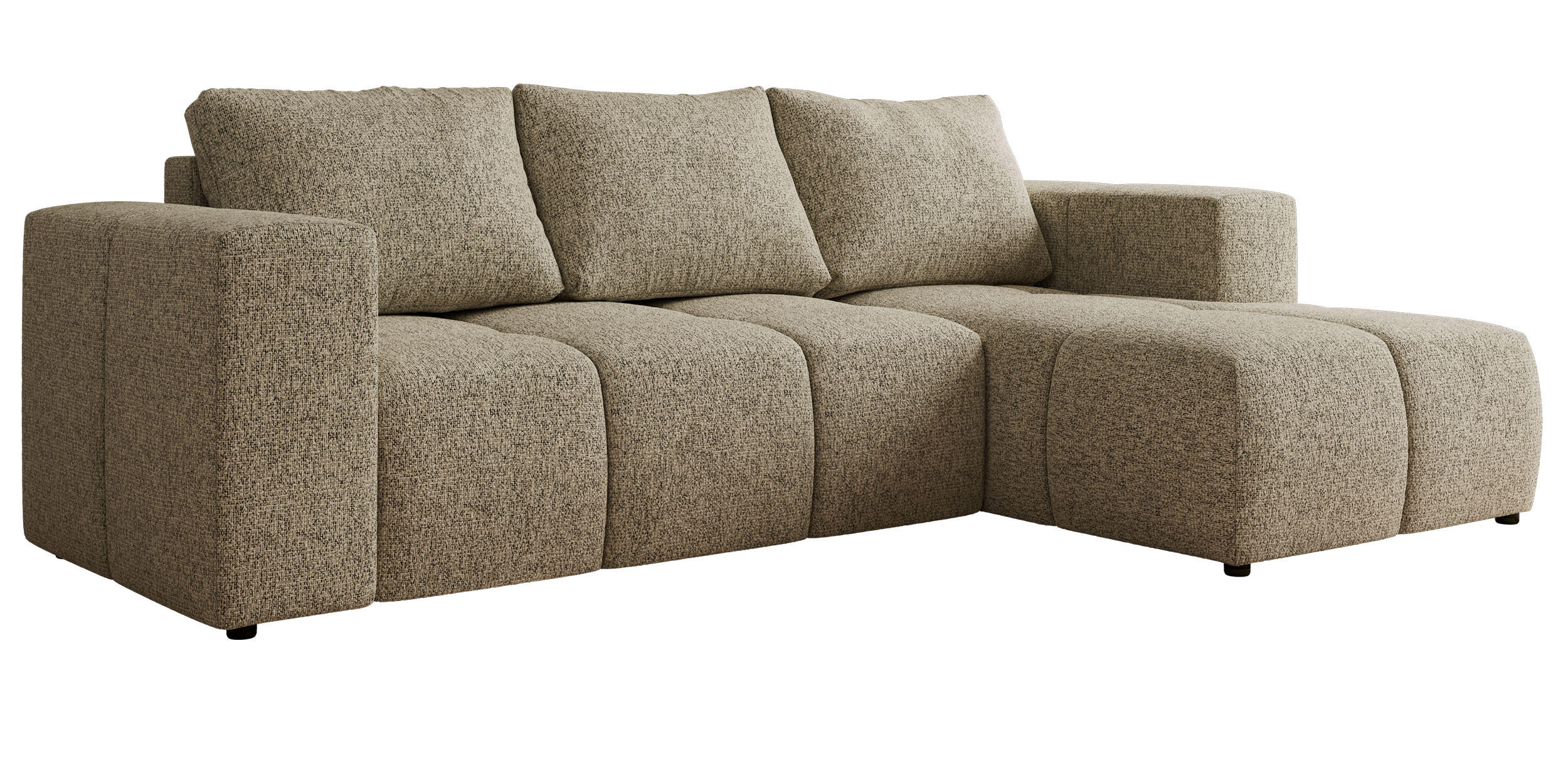 ECKSOFA MONIVA Dunkelbeige Strukture - Rechts - Taupe/Beige, Kunststoff/Textil (266/164cm) - MKS