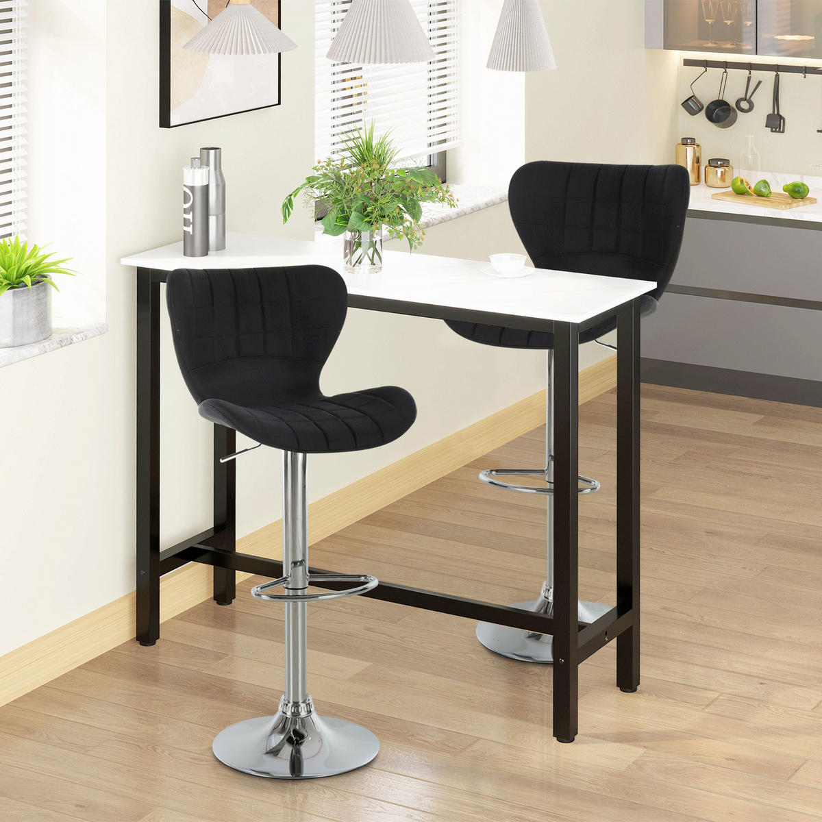 BARHOCKER 2er-Set DE-14689 höhenverstellbar & 360° schwenkbar Schwarz - Schwarz, Metall (51.5/111.5/47cm) - ComfortXL