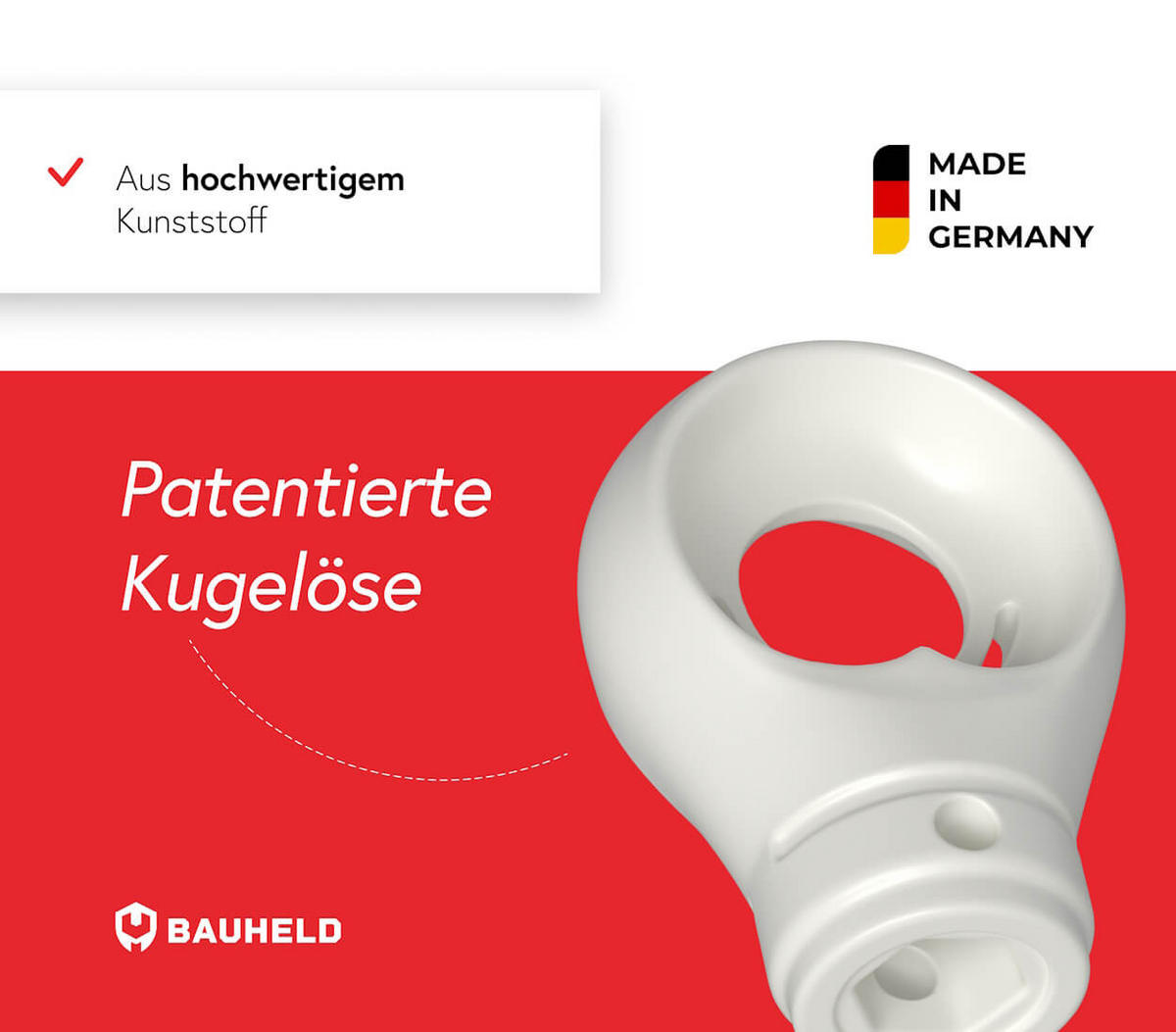 MARKISENÖSE Rund 12 mm Ral 9016 für Kugelhaken - Weiß, Kunststoff (1.2/5.2/5.2cm) - BAUHELD