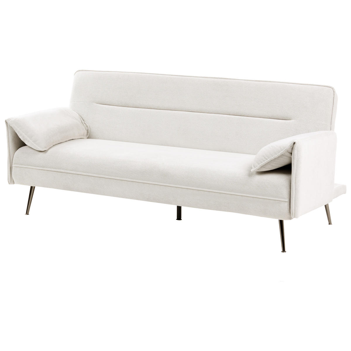 SCHLAFSOFA 3-Sitzer Stoff Cremeweiß Vayla - Creme, Textil (198/85/64cm) - Beliani