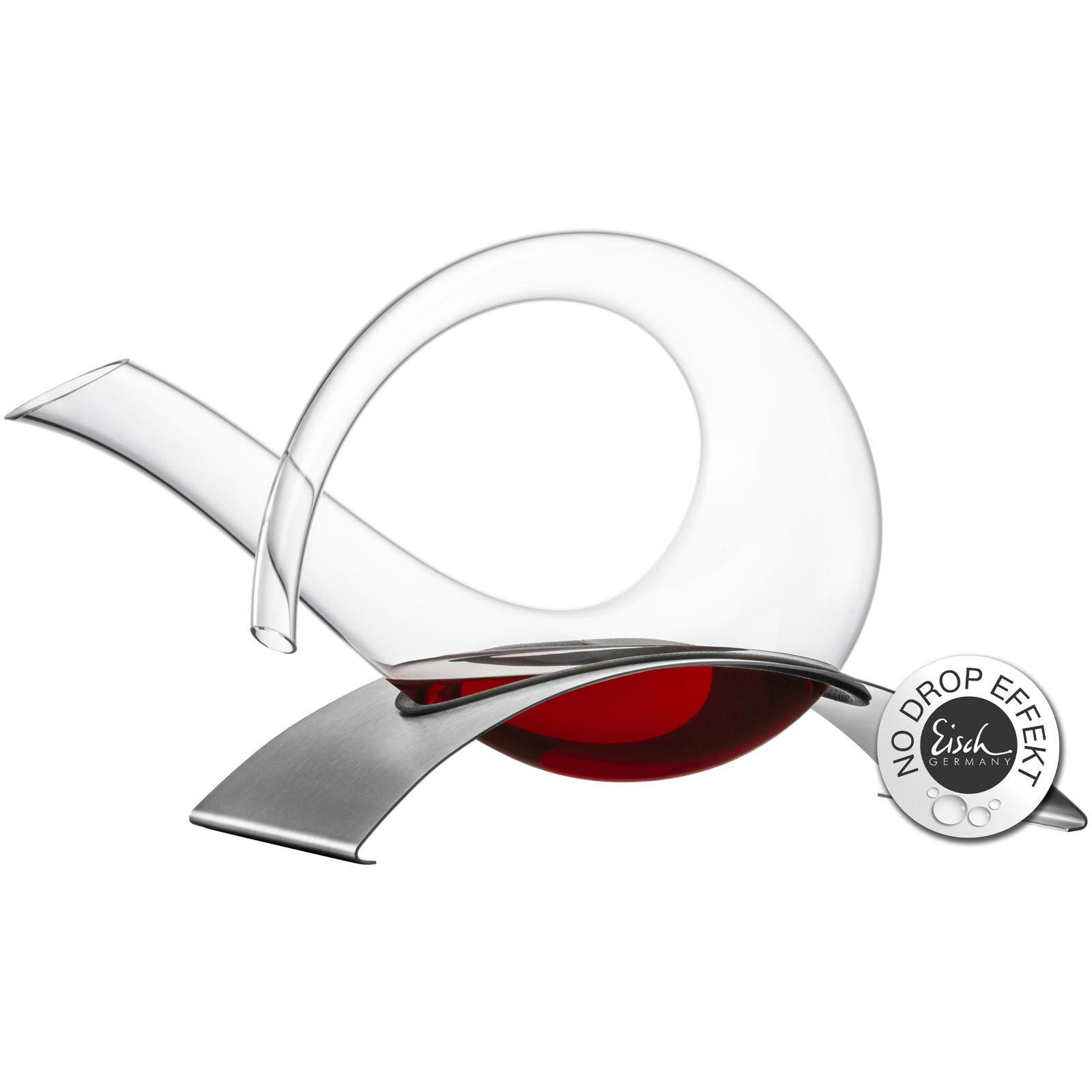 DEKANTIERENTE AUF EDELSTAHLSOCKEL No Drop Effekt edelstahl 750 ml - Silberfarben, Glas (0.75L) - Eisch