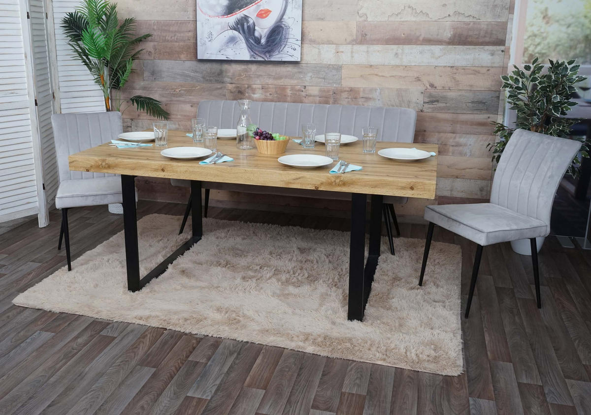 ESSZIMMER-SET Hellgrau 3er-Set - Hellgrau, Textil (160/90/64cm) - MCW