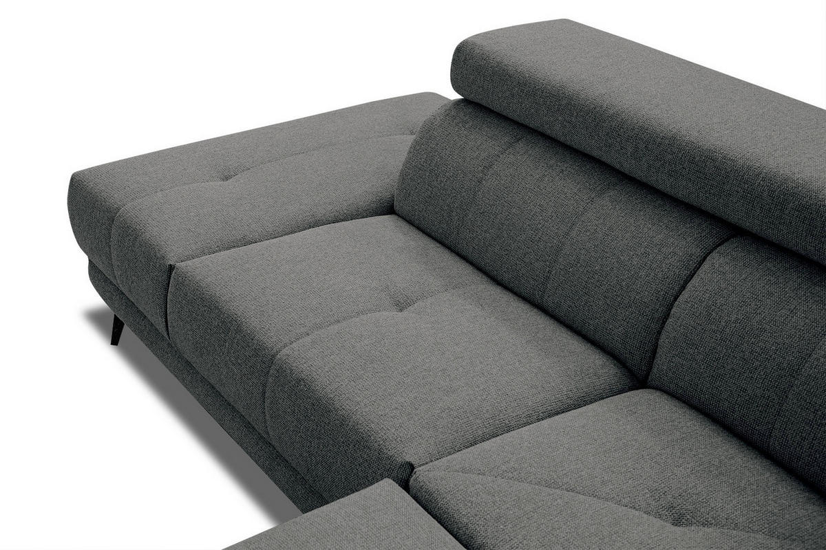 ECKSOFA MORELLO 5-Sitzer, dunkelgrau - Dunkelgrau/Schwarz, Holzwerkstoff/Textil (158/269cm) - Courtois Laville