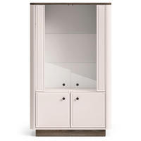 VITRINE Vilavio 4-türig Kaschmirgrau/Eichenoptik 92 cm - Taupe/Dunkelbraun, Holzwerkstoff (91.6/141.5/40cm) - Selsey