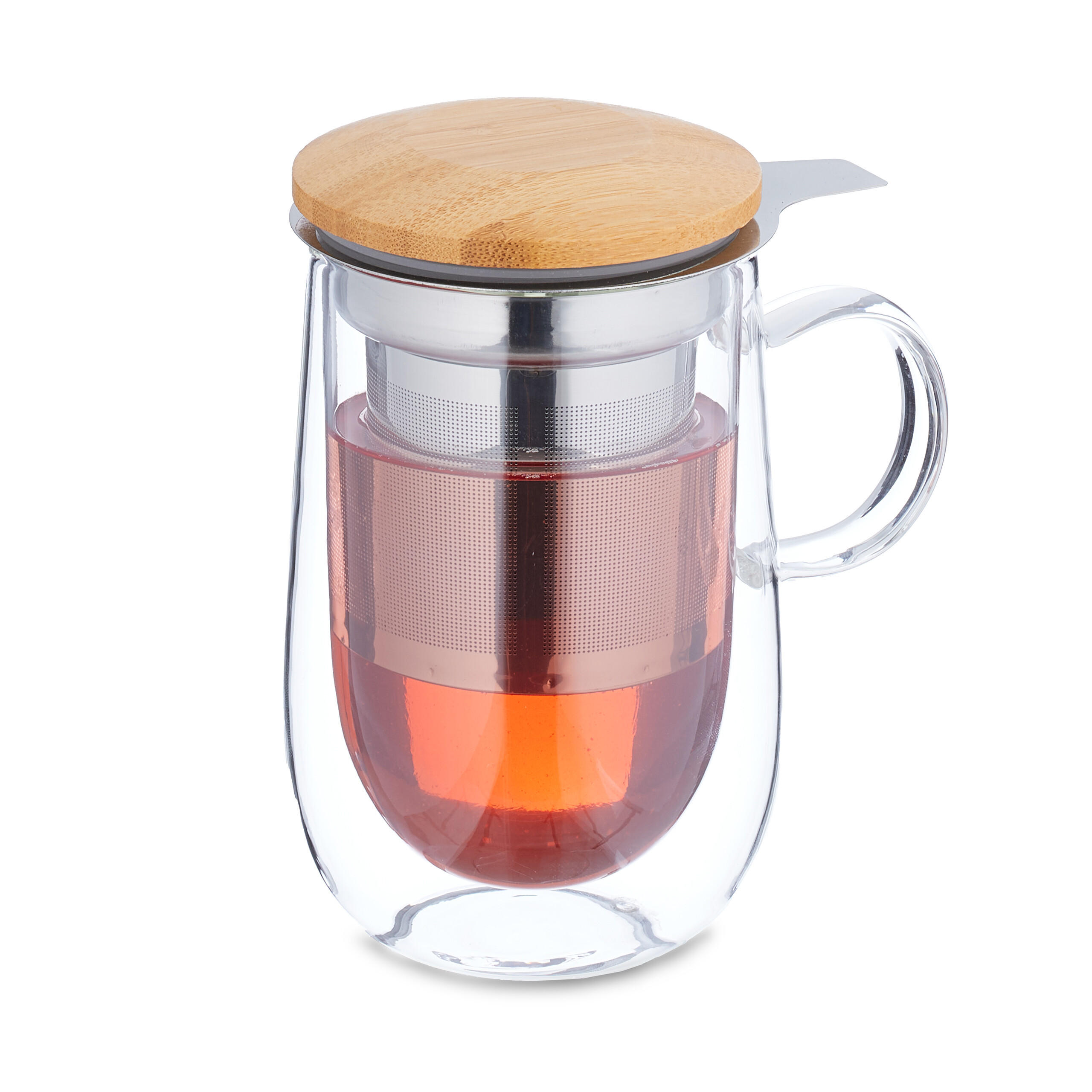 TEEGLAS - Multicolor, Glas/Holz (0.43L) - Relaxdays