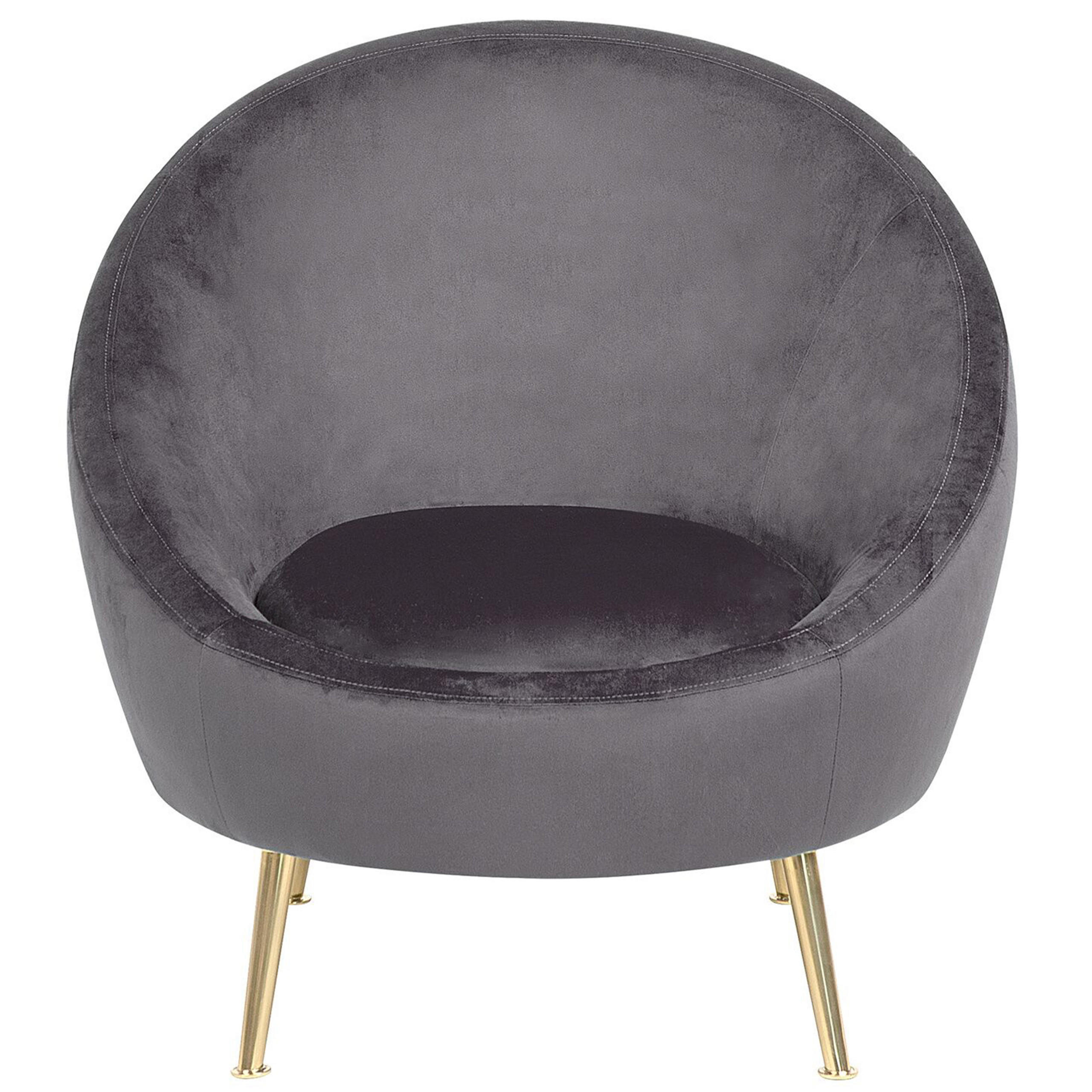 SESSEL Samtstoff grau Langa - Goldfarben/Grau, Textil (80/81/76cm) - Beliani