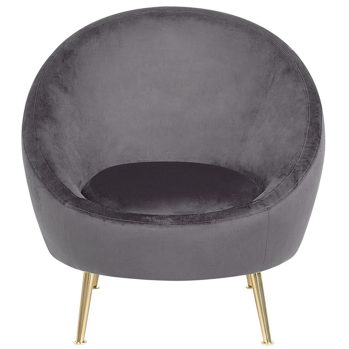 SESSEL Samtstoff grau Langa - Goldfarben/Grau, Textil (80/81/76cm) - Beliani