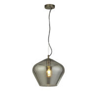 HÄNGELEUCHTE Glas Rauch Grau Altmessing - Grau, Glas (30/30/100cm)