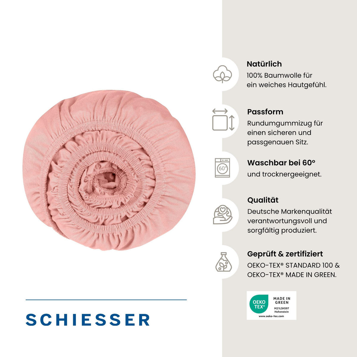 SPANNBETTLAKEN Jessi 100% Baumwolle 150x200 cm Rosa - Rosa, Textil (150/200cm) - SCHIESSER