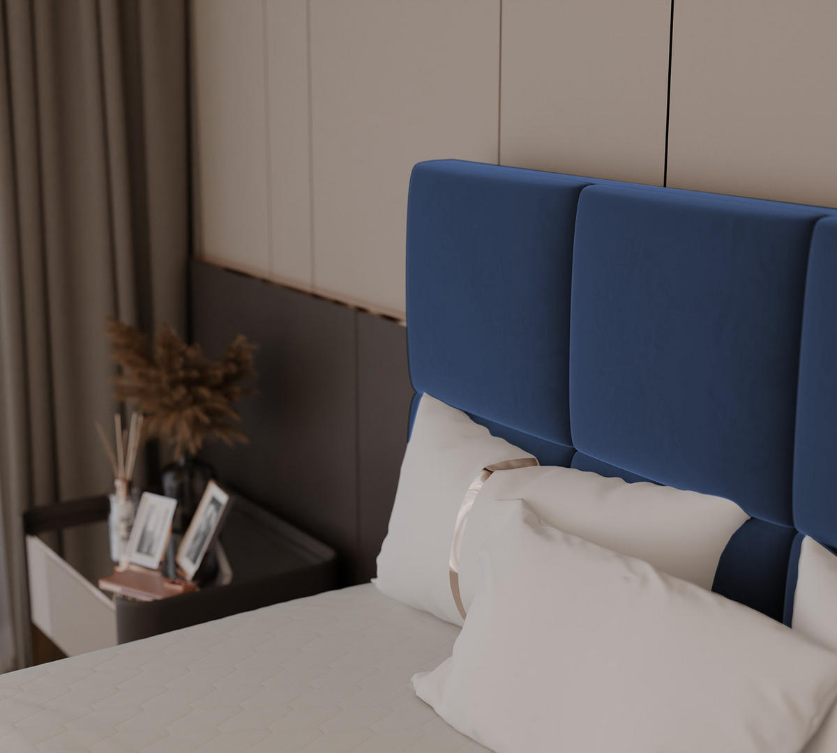 BOXBETT MAGNUS 200/200 cm mit Matratze und Topper, Marineblau - Dunkelblau, Textil (200/200cm) - Idohome
