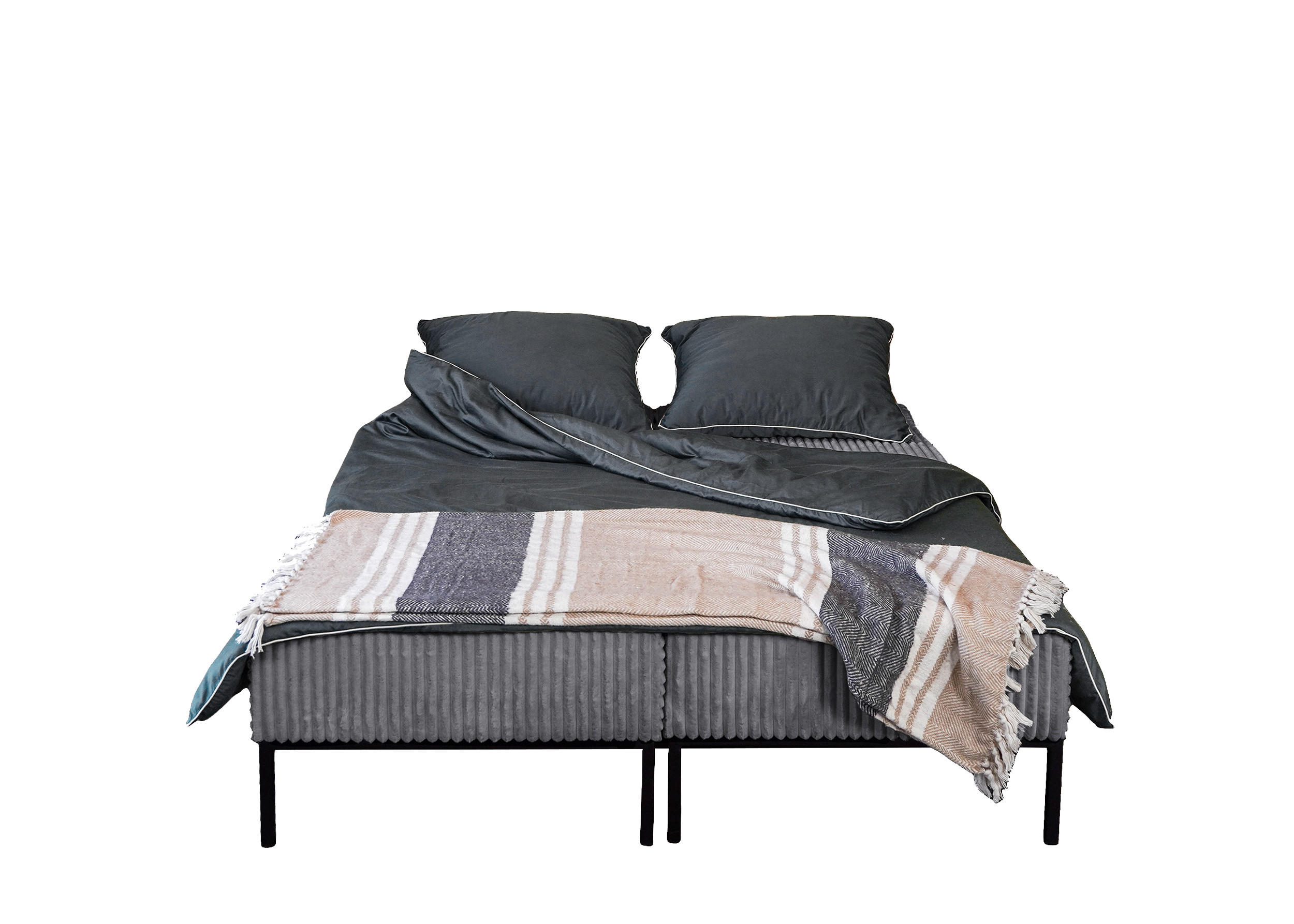 BETT MOOKA 4in1-Multifunktions-System Stoff Velo Dunkelgrau - Dunkelgrau, Holz (160/200cm) - Kaiser Möbel