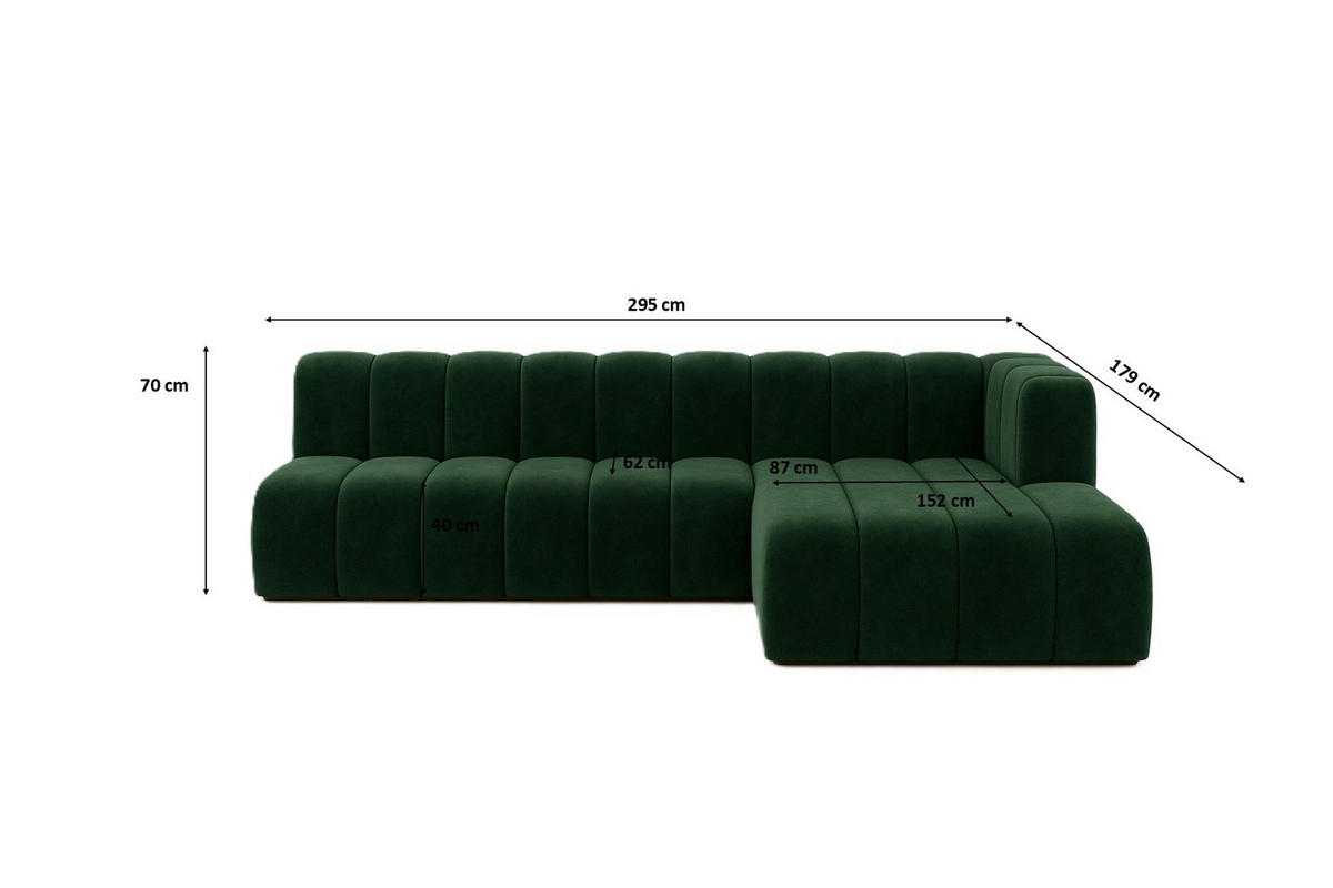 ECKSOFA GRAND L 295 cm, Stoff Salvador, Grün, Rechts - Grün, Holz (295/179cm) - Kaiser Möbel