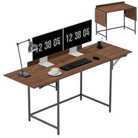 COMPUTERTISCH Walnussoptik und Schwarz klappbar 170/58/78 cm - Walnussfarben, Holzwerkstoff (58/170/78cm) - PANGIVO
