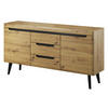 SIDEBOARD SUDBURRY KOM3-2D3S Fronten, aus MDF-Platte, Eiche - Eichefarben, Holzwerkstoff/Kunststoff (160/83/40cm) - Komodee