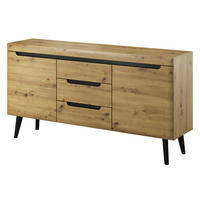 SIDEBOARD SUDBURRY KOM3-2D3S Fronten, aus MDF-Platte, Eiche - Eichefarben, Holzwerkstoff/Kunststoff (160/83/40cm) - Komodee