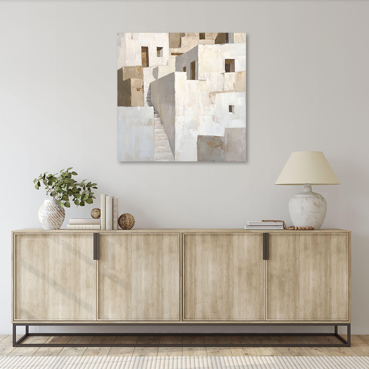 WANDBILD abstrakte beige gebäudearchitektur - Grau, Textil (40/40cm) - Feeby