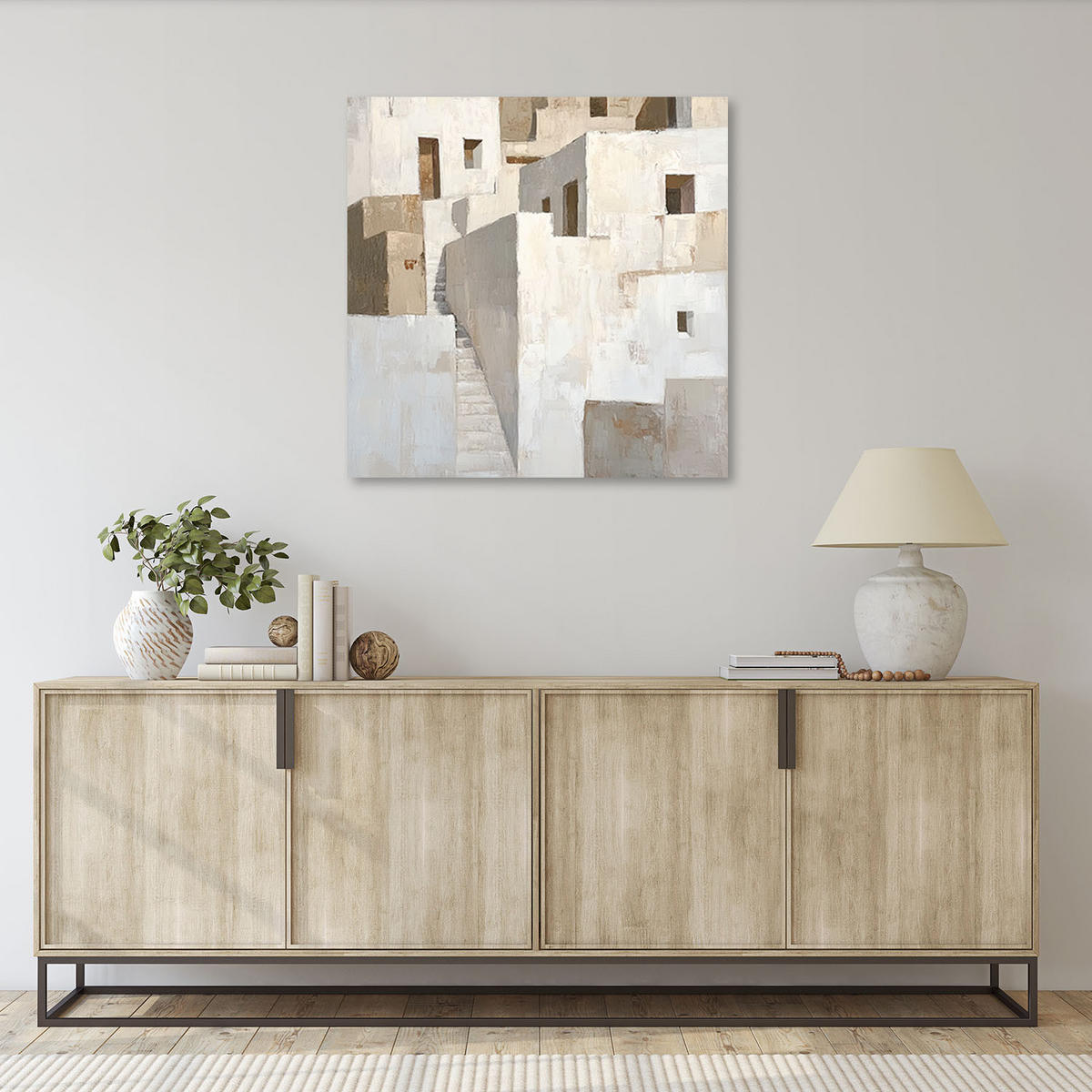 WANDBILD abstrakte beige gebäudearchitektur - Grau, Textil (40/40cm) - Feeby