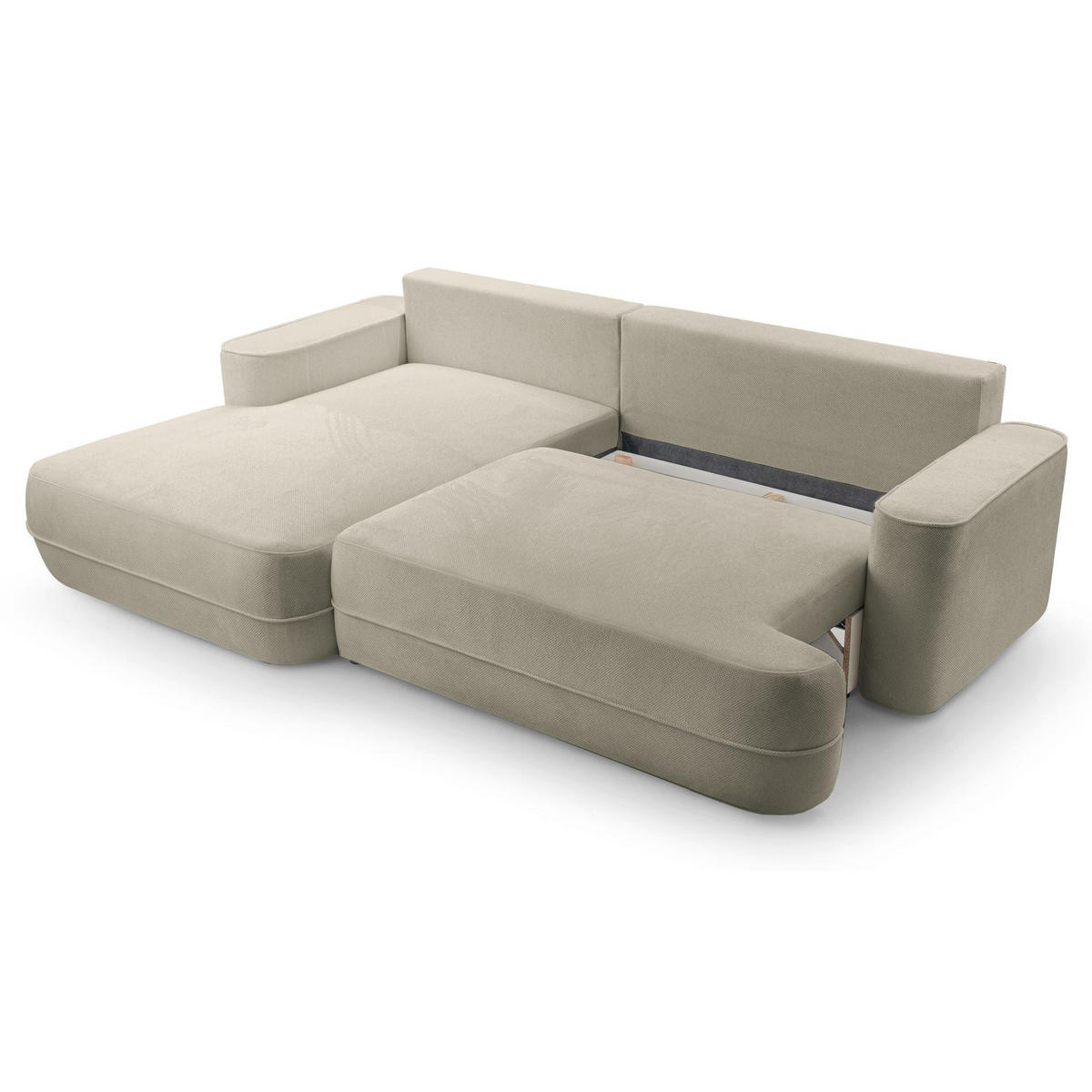 ECKSOFA Fuerro Hellbraun Strukturstoff - Hellbraun/Schwarz, Kunststoff/Textil (260/168cm) - Selsey