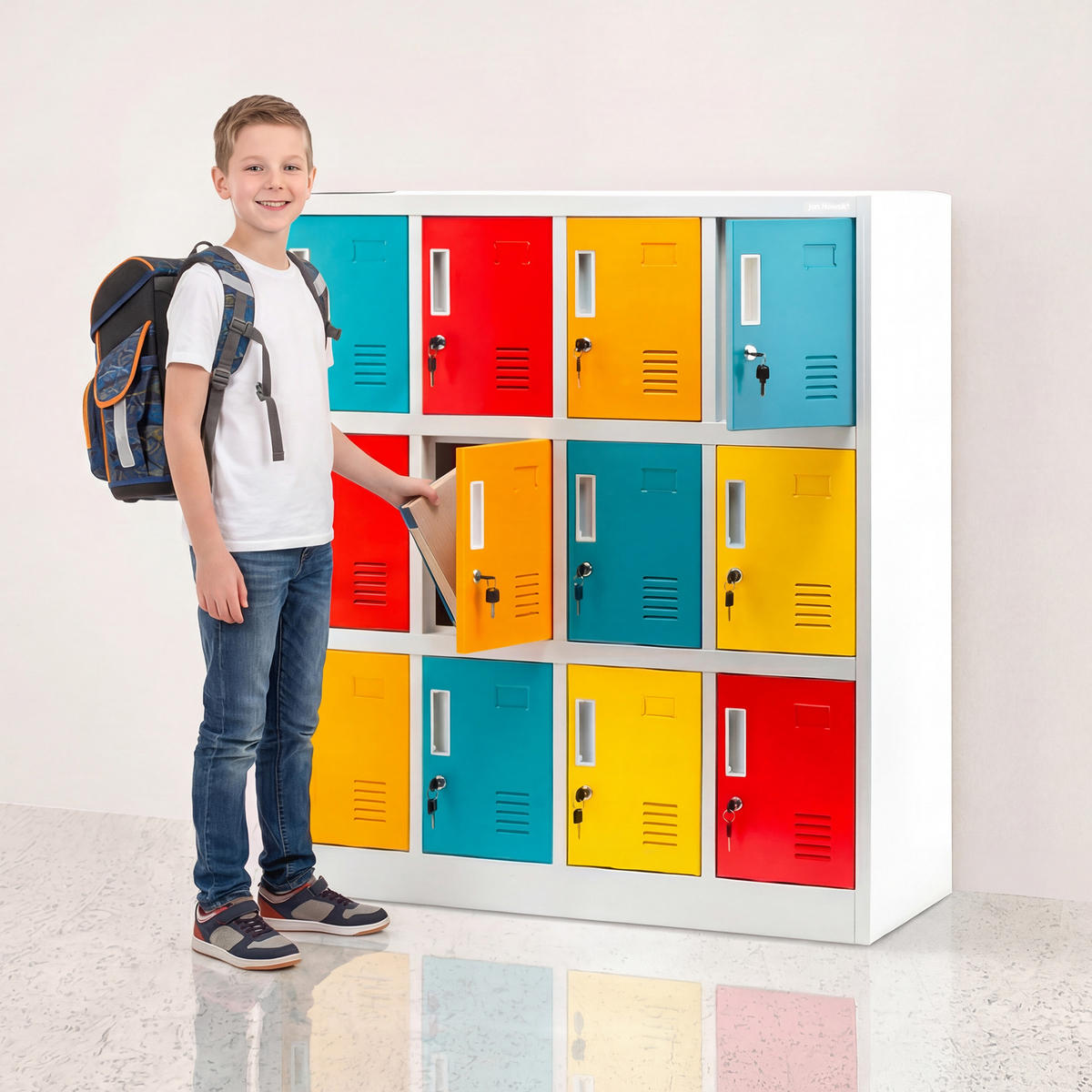 SCHLIESSFACHSCHRANK OLA - Blau/Gelb, Metall (109/120/45cm) - Jan Nowak