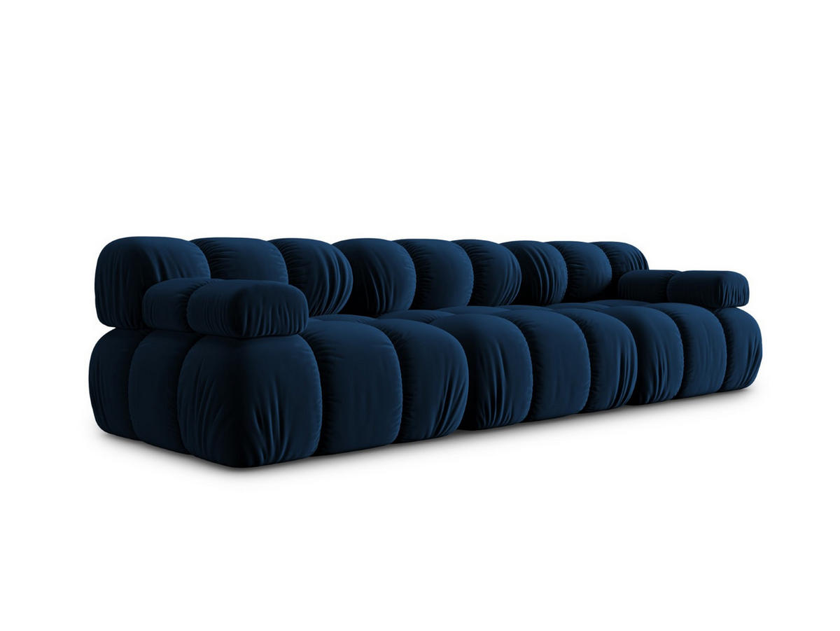 MODULARES-SOFA Bellis aus Samt königsblau 3 Sitzplätze - Blau, Textil (94/63/282cm) - Micadoni