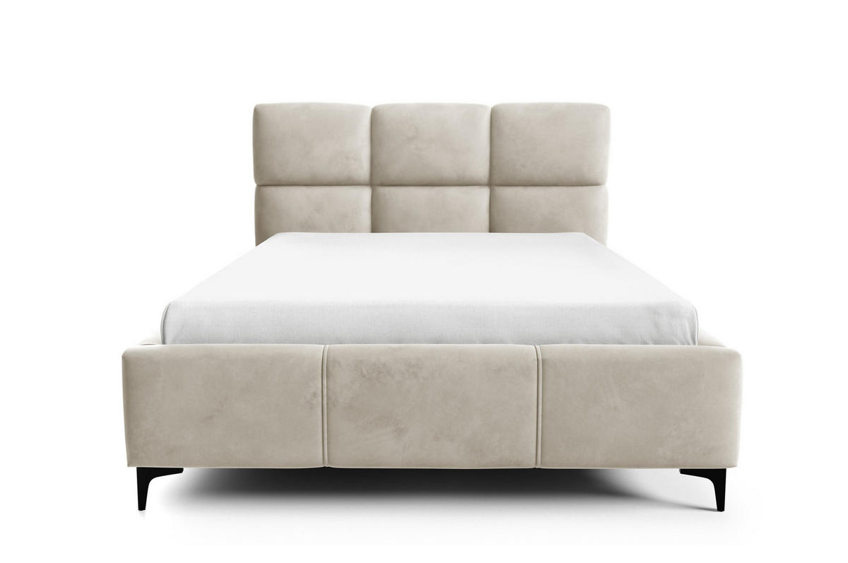 POLSTERBETT SENTO, 180x200 cm, Doppelbett mit Bettkasten, Velourstoff, Frabe: Beige - Beige, Holz/Textil (180/200cm)