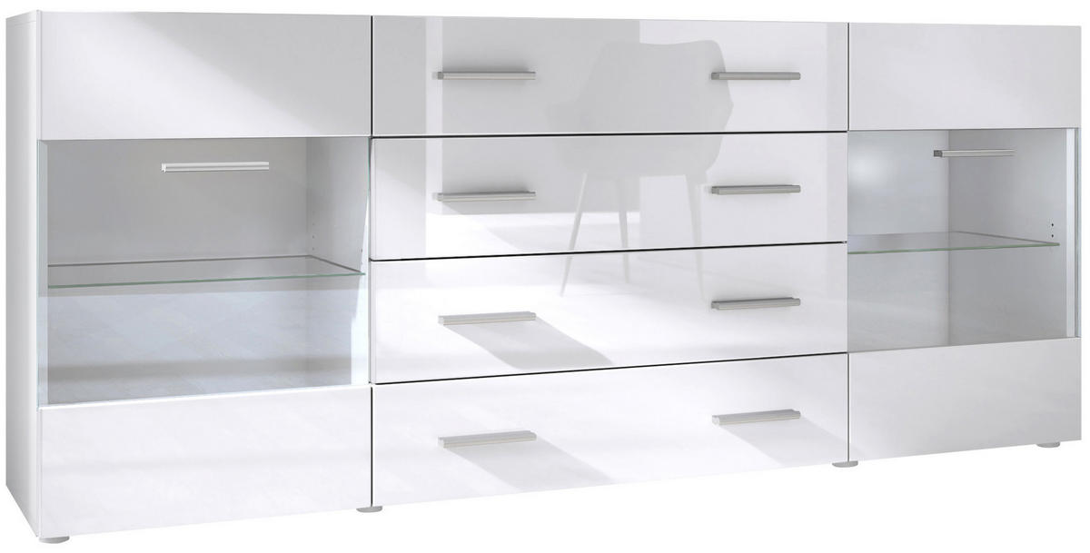 SIDEBOARD Carlos Weiß Hochglanz - Weiß Hochglanz, Holzwerkstoff (166/72/35cm) - Vladon