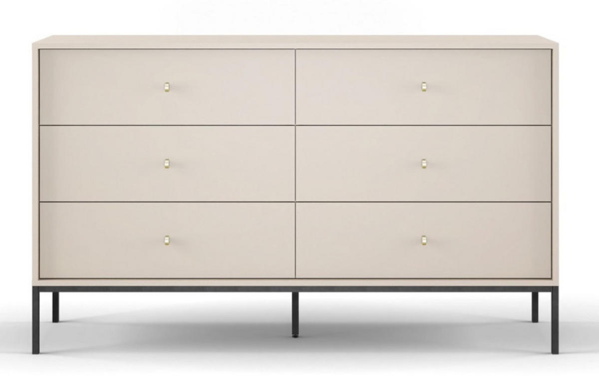 SIDEBOARD Beige MONAKO MKS154 Mit Schubladen Schwarzer Rahmen - Beige, Holzwerkstoff (154/91/39cm) - Sepro Meble