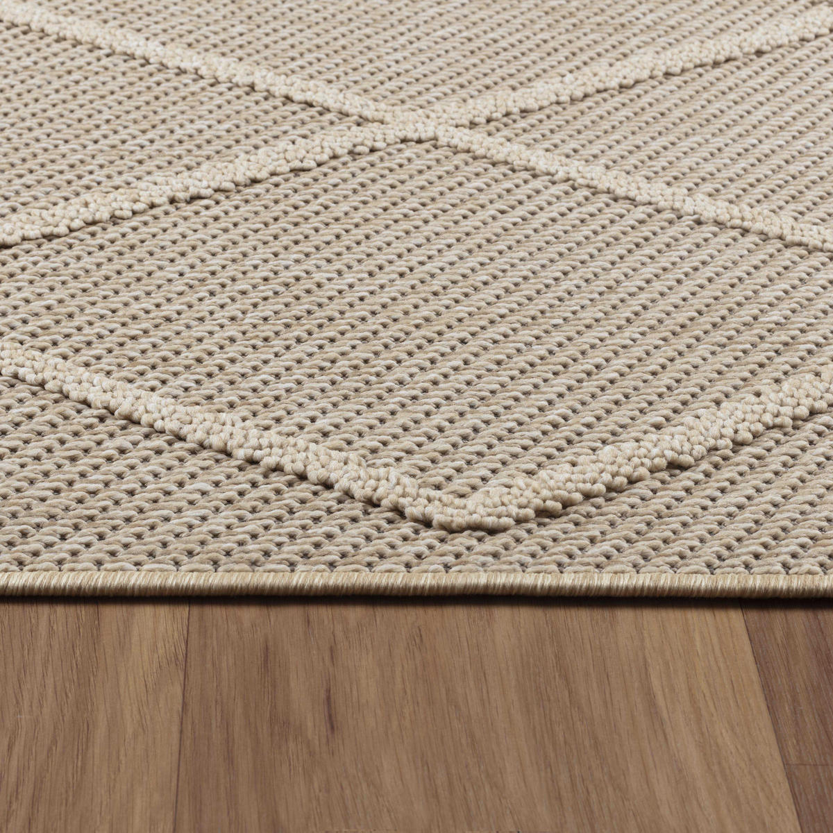TEPPICH Outdoor Flachgewebe Berber-Muster Polypropylen Terrasse Beige Läufer 80x250 - Beige, Textil (80/250cm) - KADIMA DESIGN