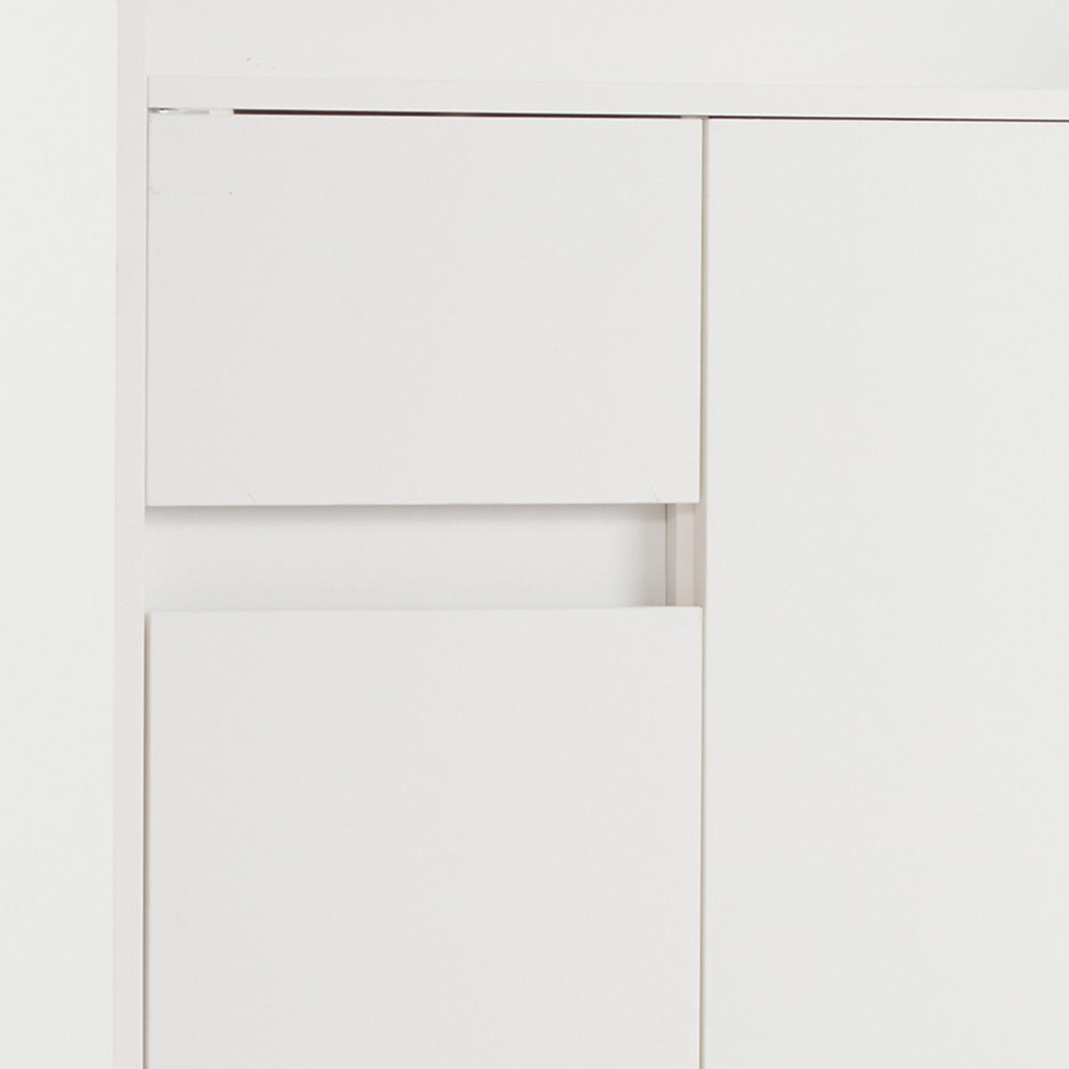 SCHUHSCHRANK in Weiß Sideboard mit verstellbaren Einlegeböden & Massivholzbeinen, für Wohnzimmer oder Schlafzimmer, B90/T35/H99cm - Weiß, Holzwerkstoff/Metall (90/100/35cm) - STILVORA
