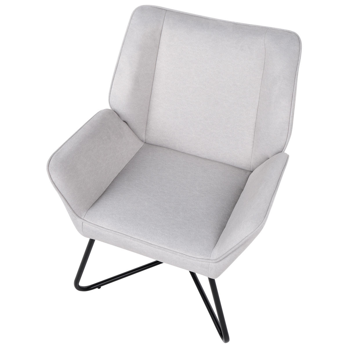 SESSEL Samtstoff Hellgrau Gressela - Hellgrau/Schwarz, Textil (67/87/67cm) - Beliani