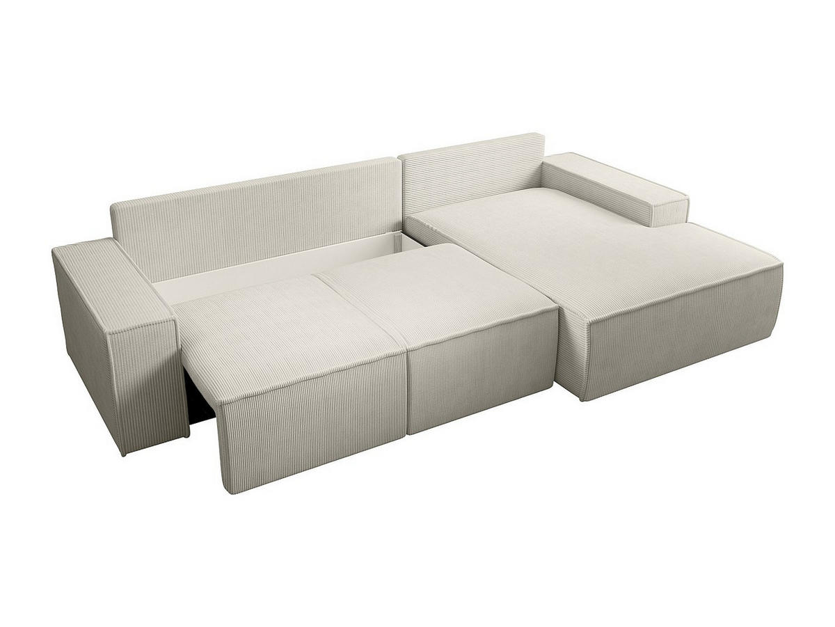 ECKSOFA mit Schlaffunktion - Ecke rechts - Cord - Beige - AMELIA - Beige, Textil (297/167cm) - Vente-Unique