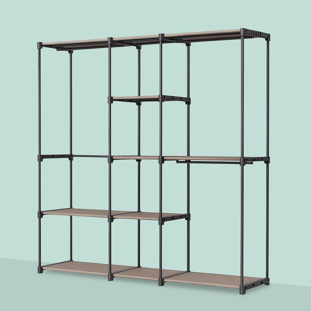 GARDEROBE - Braun, Kunststoff/Metall (182/182/43cm) - Relaxdays