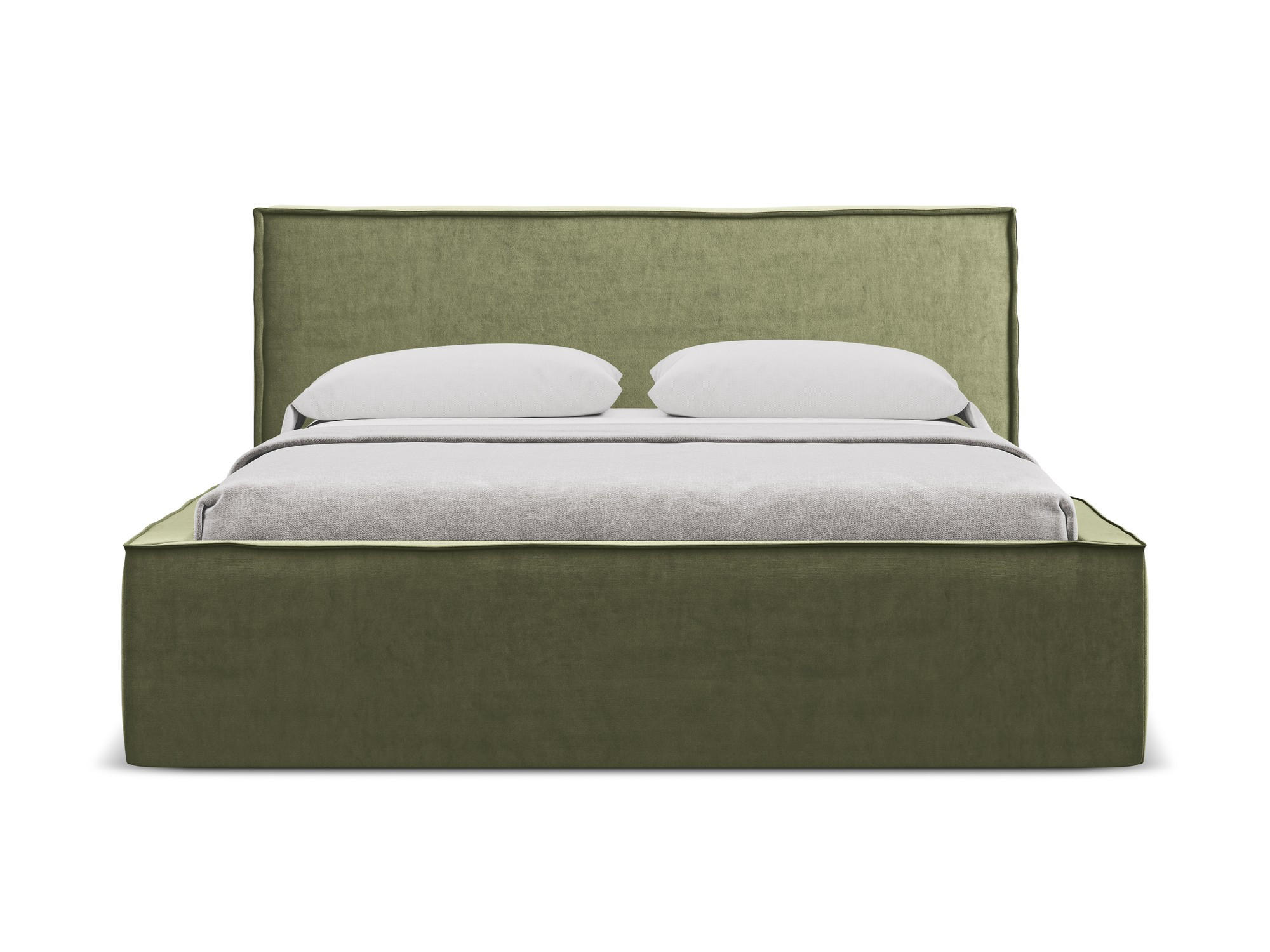 POLSTERBETT mit Bettkasten und Lattenrost 180x228 Grün - Schwarz/Olivgrün, Kunststoff/Textil (160/200cm) - Makamii