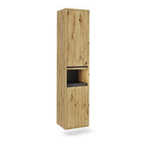 HOCHSCHRANK Viola Artisan/Grau 38 x 170 cm mit 2 Türen - Hellgrau/Grau, Holzwerkstoff (38/170/33cm) - Vicco