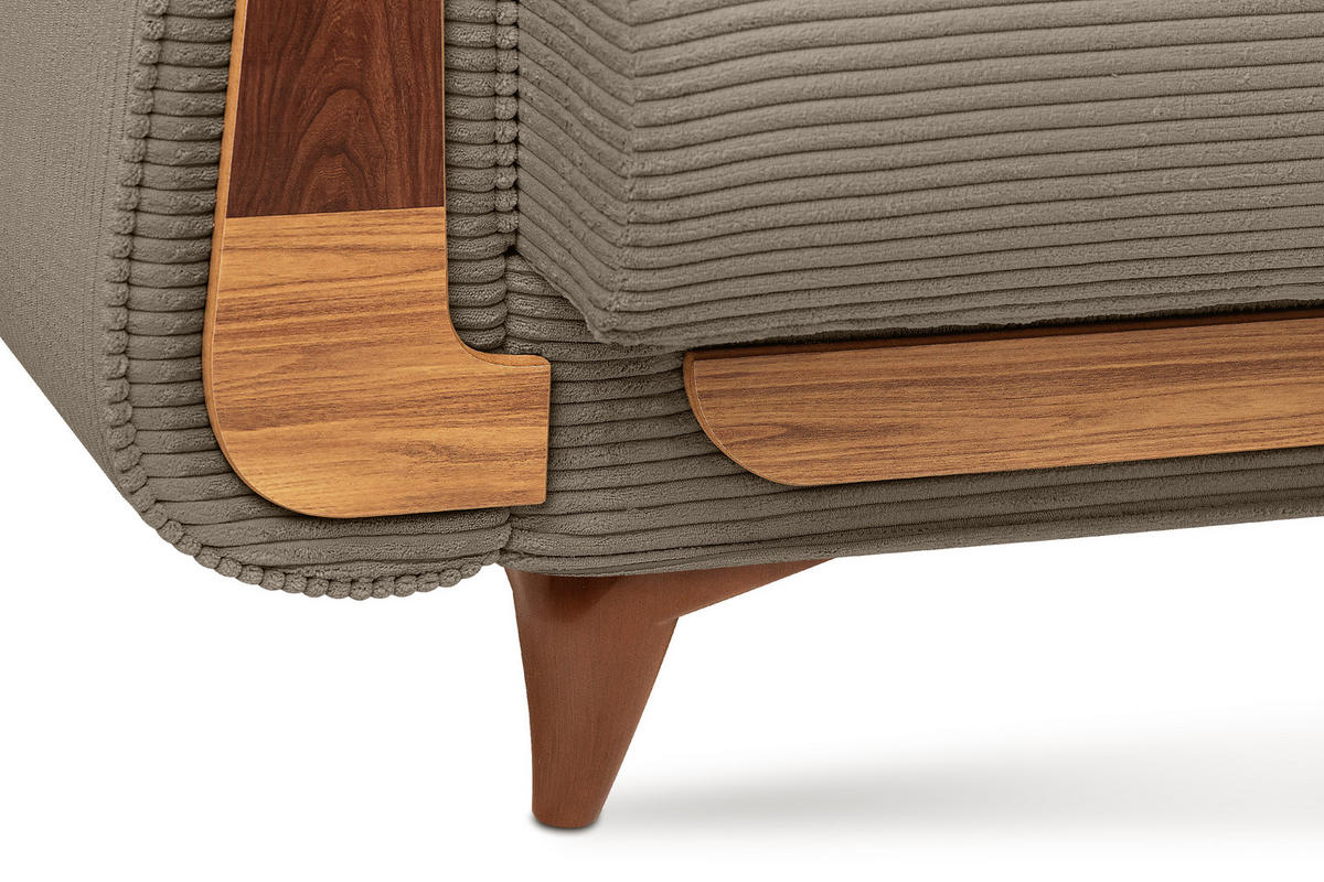 3-SITZER-SCHLAFSOFA GUSTAVO II mit Armlehnen, Beige - Beige, Holz/Holzwerkstoff (230/98/98cm) - KONSIMO®