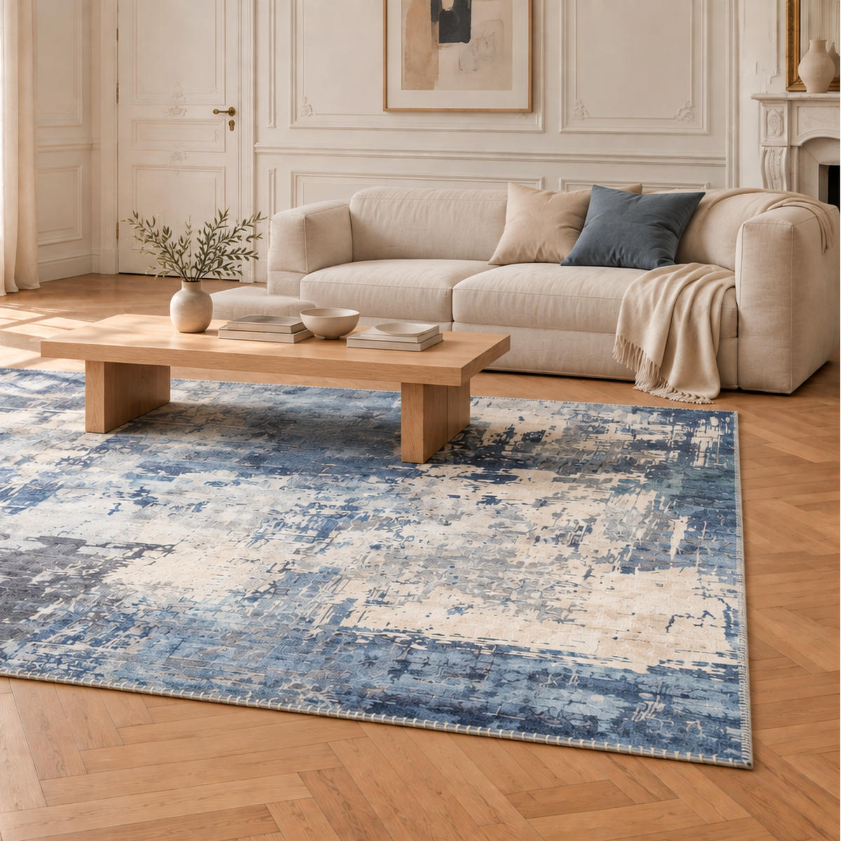 TEPPICH Design englische Kettelung blau - Blau, Textil (200/290cm) - AFK Living