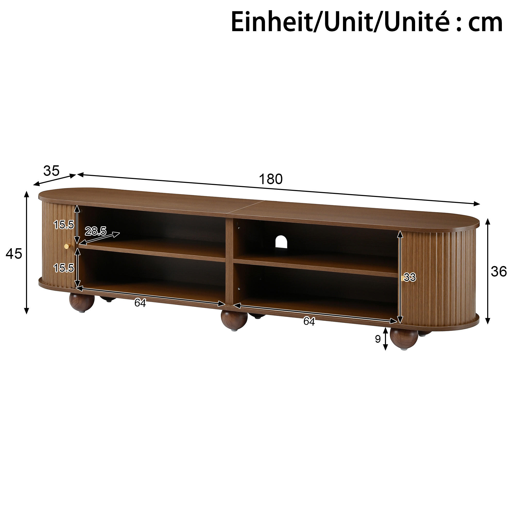 Urban Meuble Lowboard Walnuss 180x45x35 cm