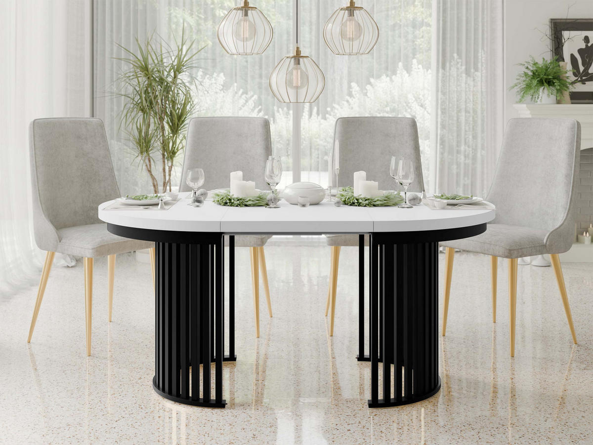 ESSTISCH ausziehbar Komo - Schwarz/Weiß, Holz/Holzwerkstoff (100/100/76cm) - MIRJAN24