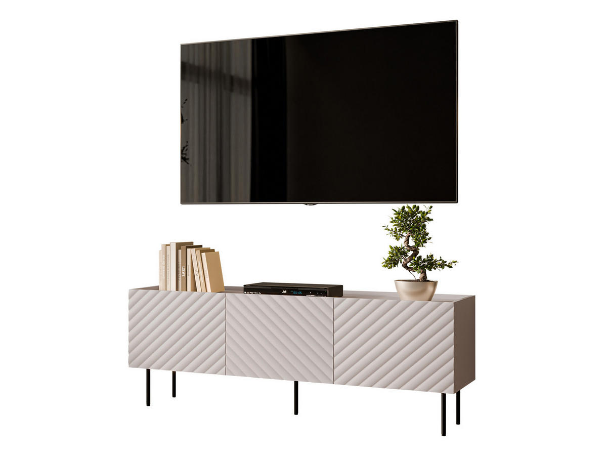 TV-LOWBOARD Lucca 165 3D - Kaschmir/Schwarz, Holz/Holzwerkstoff (166/59/40cm) - MIRJAN24